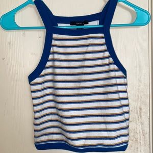striped halter forever 21 top blue and white